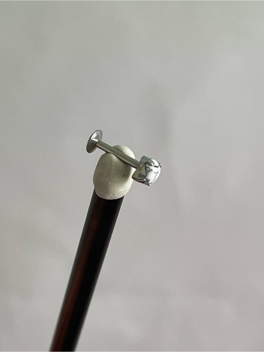 Silver Buffalo Turquoise Stud Threaded Labret Piercing Jewelry
